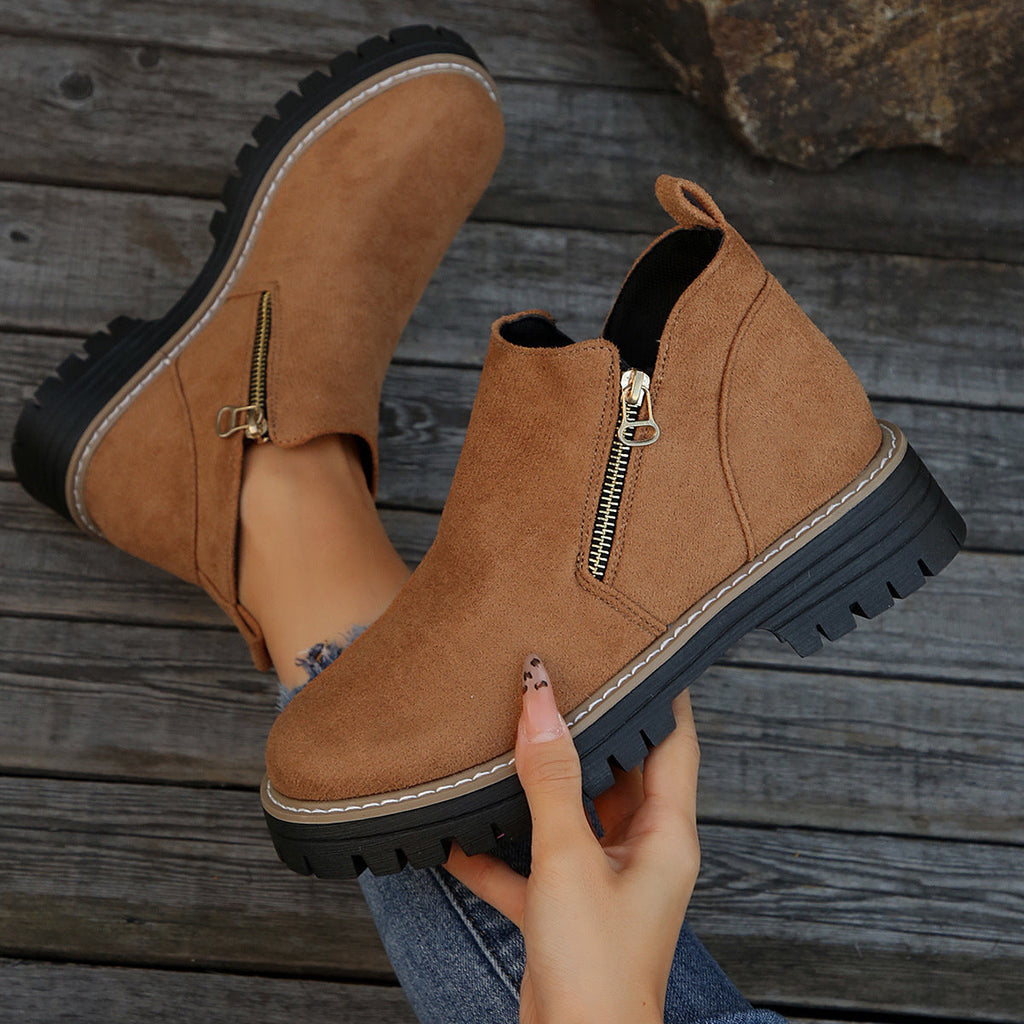 Women's Chunky Platform Side-Zip Ankle Boots