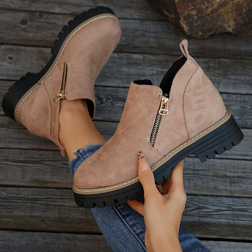 Women's Chunky Platform Side-Zip Ankle Boots