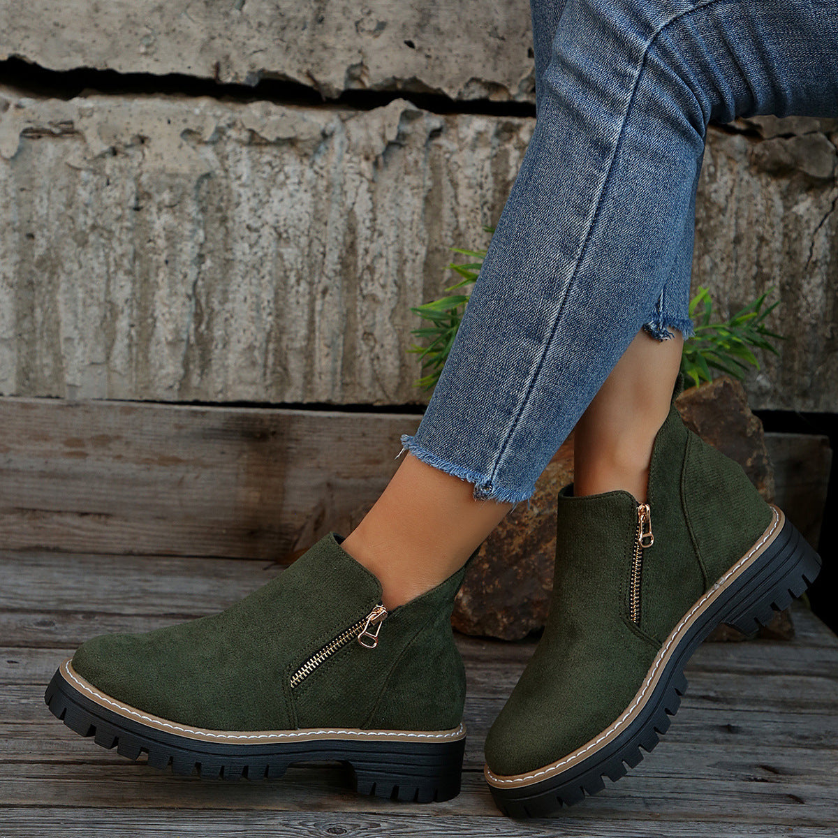 Women's Chunky Platform Side-Zip Ankle Boots