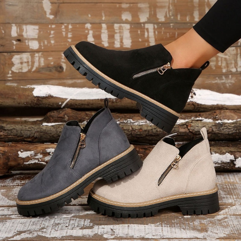 Women's Chunky Platform Side-Zip Ankle Boots