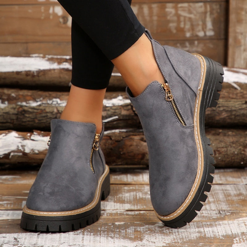 Women's Chunky Platform Side-Zip Ankle Boots
