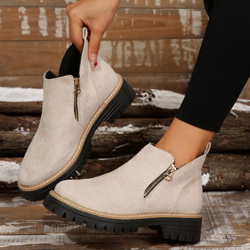 Women's Chunky Platform Side-Zip Ankle Boots