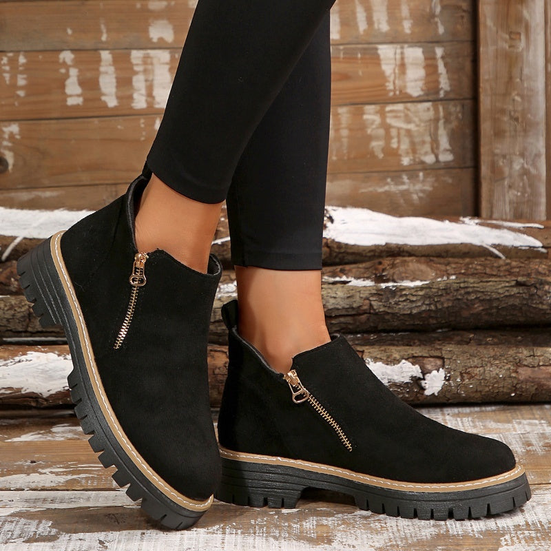 Women's Chunky Platform Side-Zip Ankle Boots