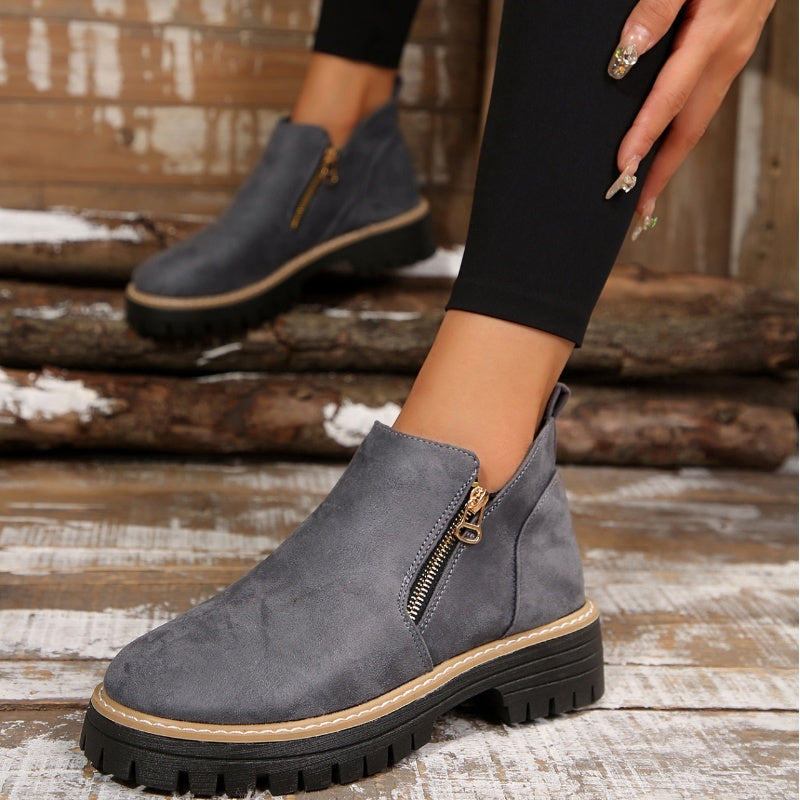 Women's Chunky Platform Side-Zip Ankle Boots