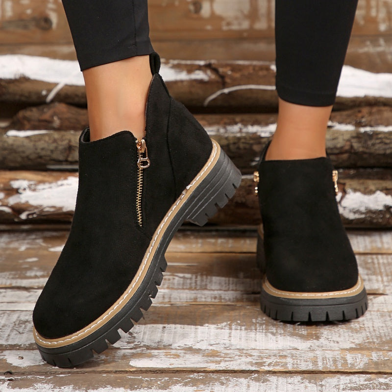 Women's Chunky Platform Side-Zip Ankle Boots