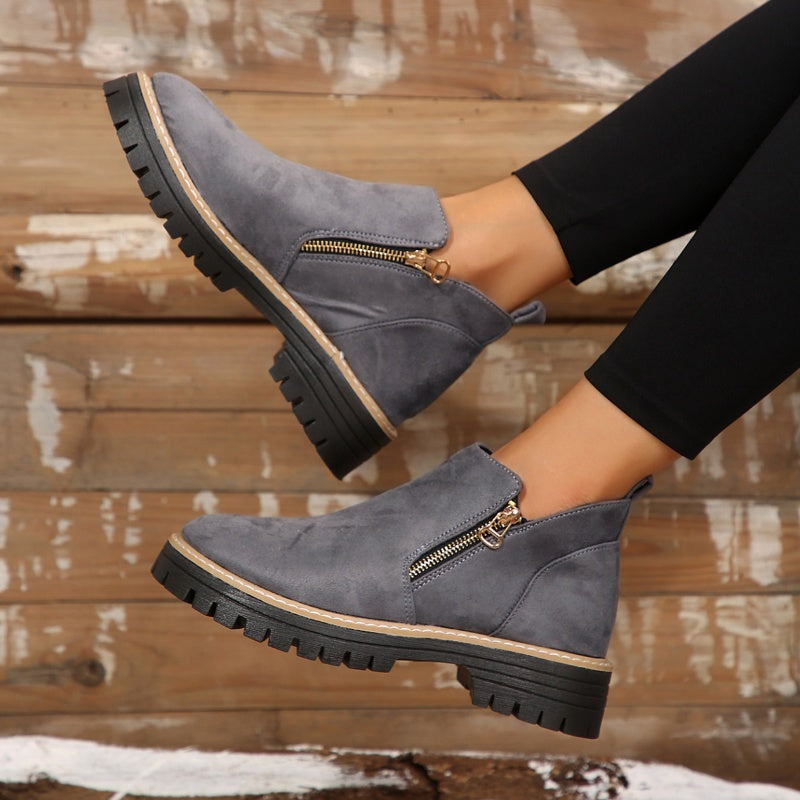 Women's Chunky Platform Side-Zip Ankle Boots