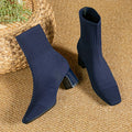 Women's Stretch Knit Block-Heel Ankle Boots