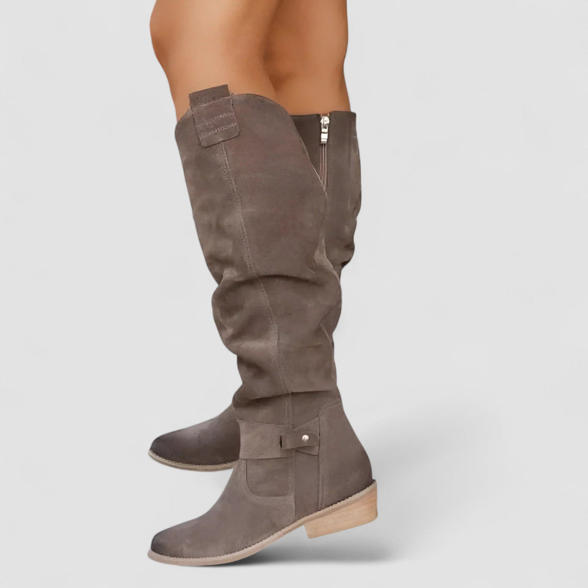 Women's Taupe Slouch Knee-High Boots