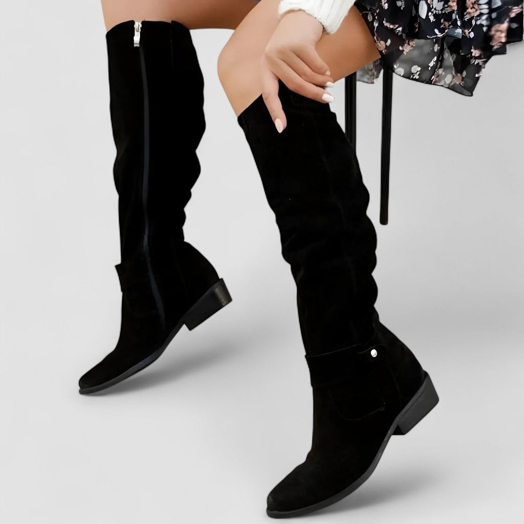 Women's Taupe Slouch Knee-High Boots