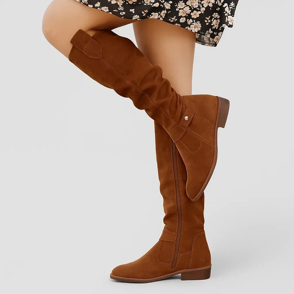 Women's Taupe Slouch Knee-High Boots