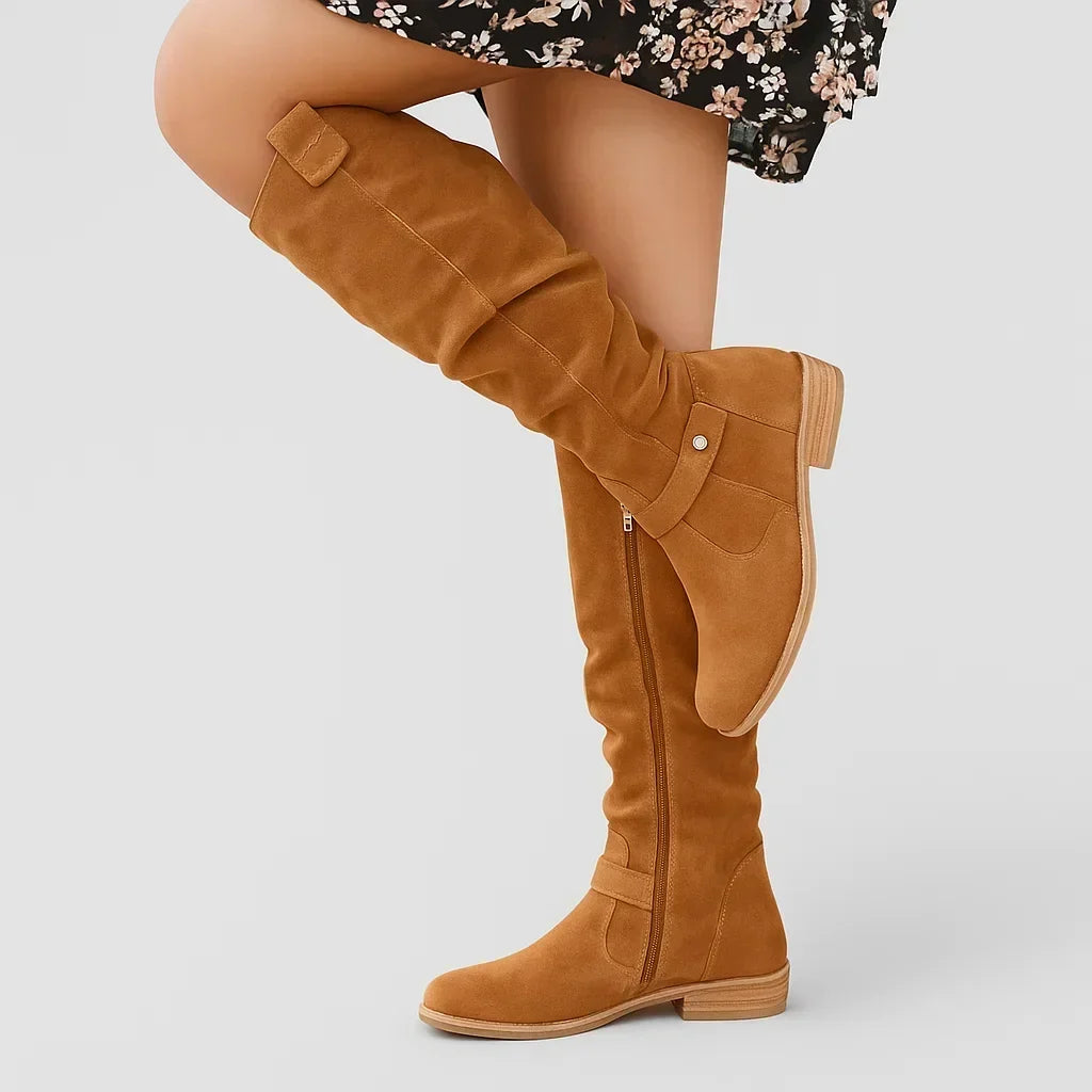 Women's Taupe Slouch Knee-High Boots