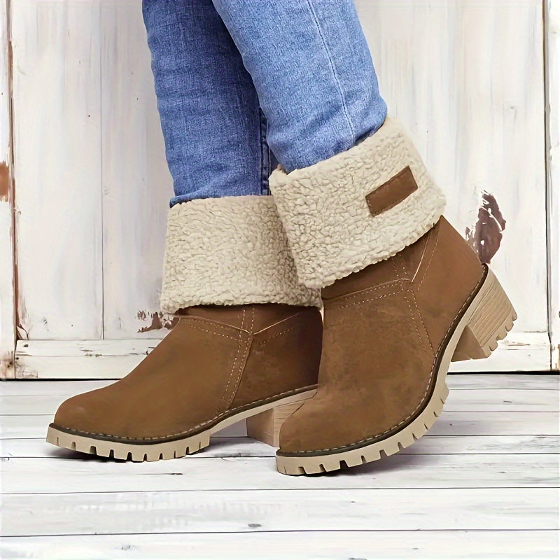 Women's Block-Heel Fleece-Lined Ankle Boots