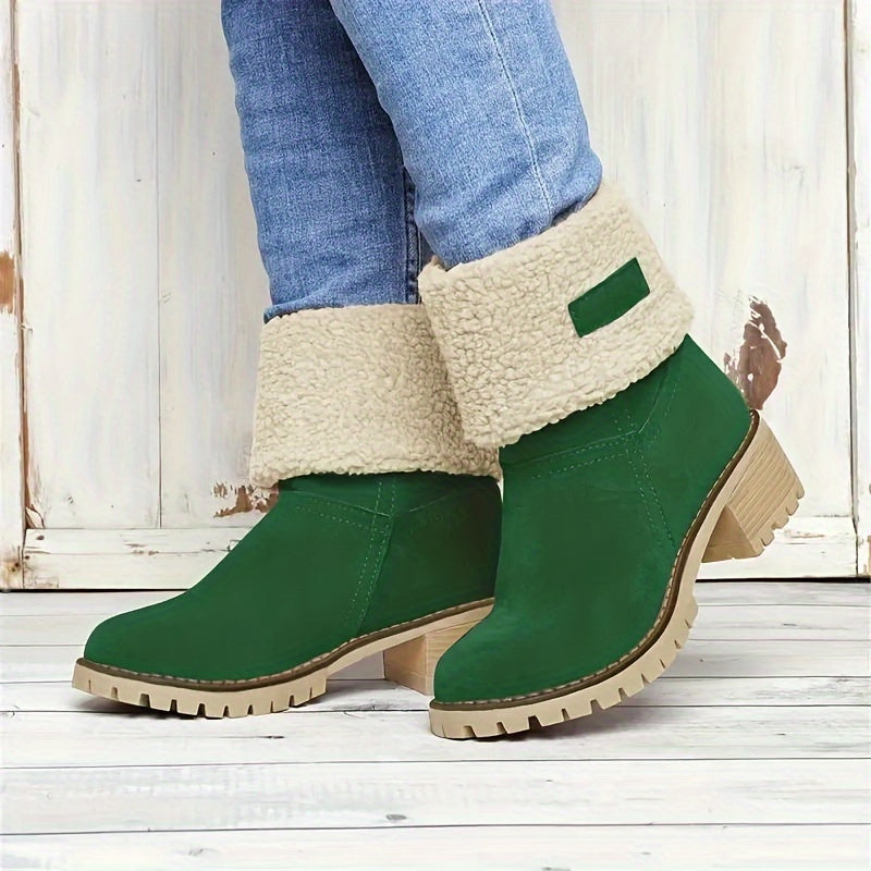 Women's Block-Heel Fleece-Lined Ankle Boots