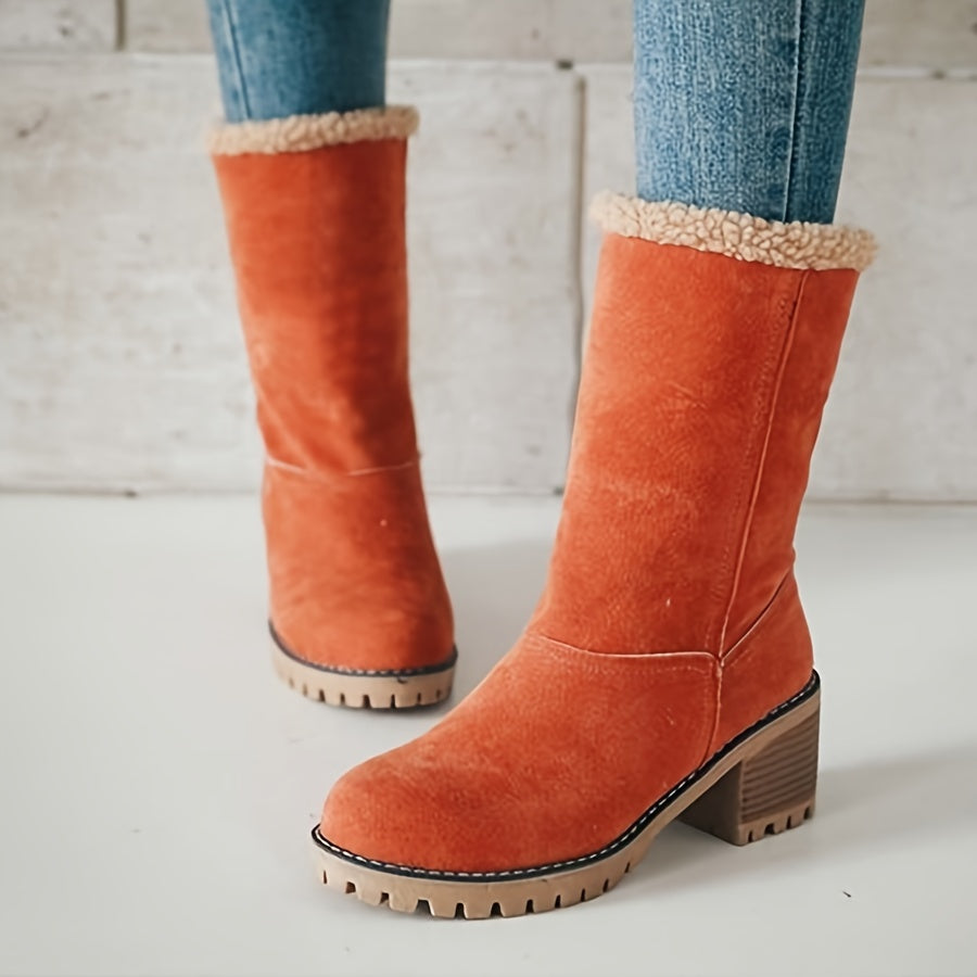 Women's Block-Heel Fleece-Lined Ankle Boots