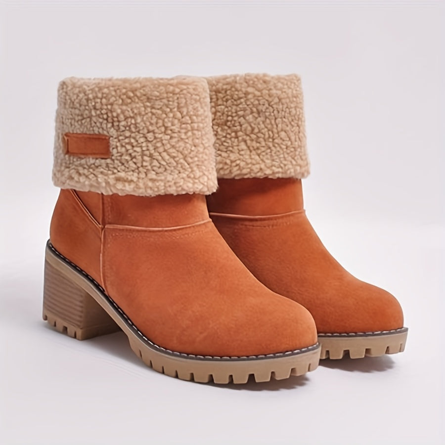 Women's Block-Heel Fleece-Lined Ankle Boots