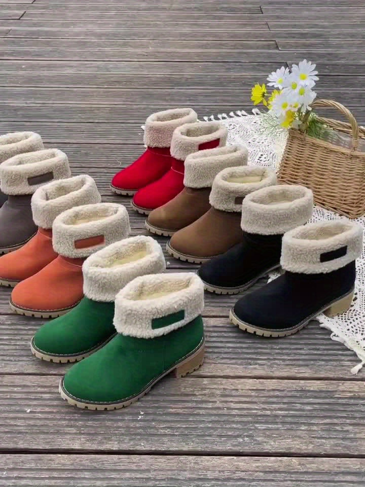 Women's Block-Heel Fleece-Lined Ankle Boots