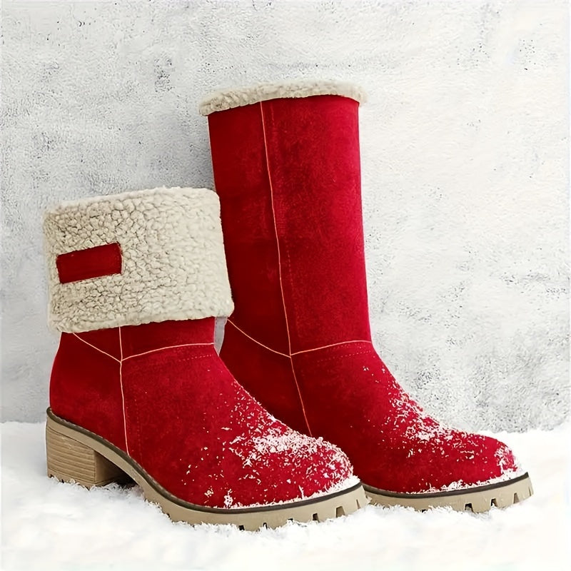 Women's Block-Heel Fleece-Lined Ankle Boots
