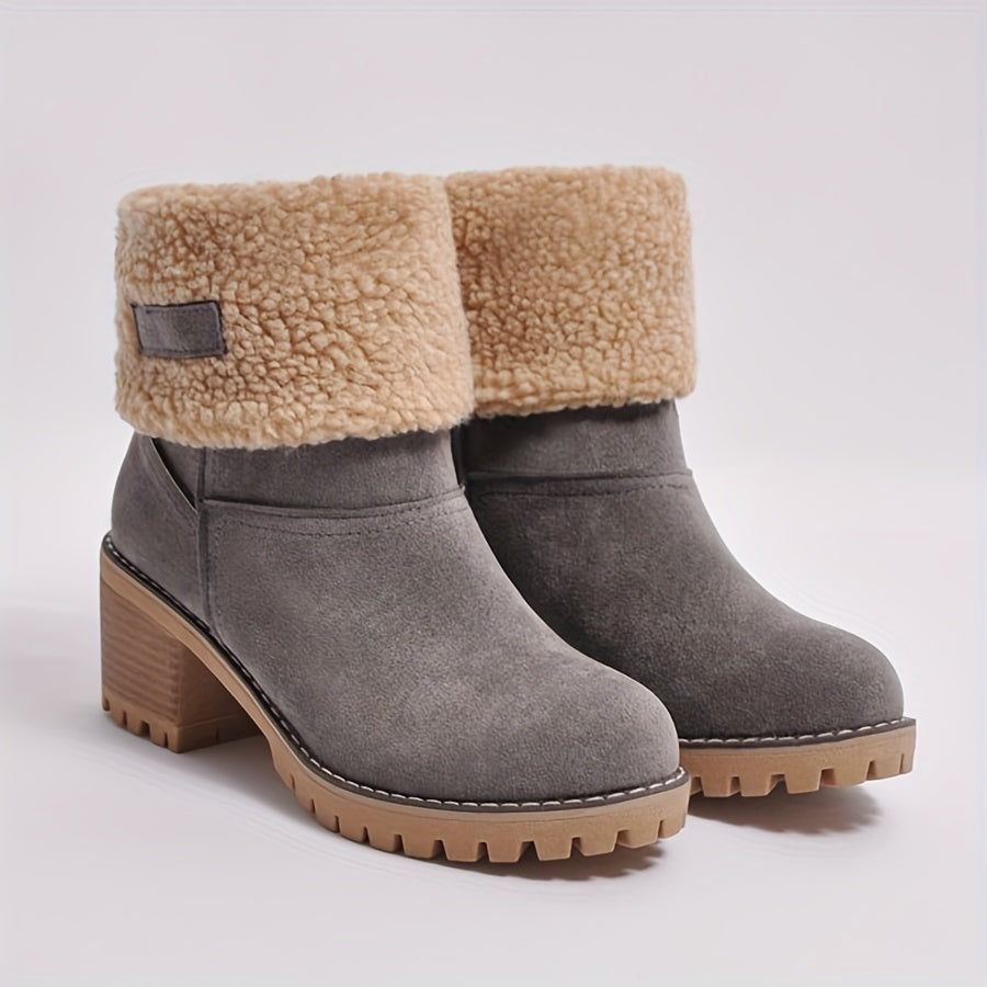 Women's Block-Heel Fleece-Lined Ankle Boots