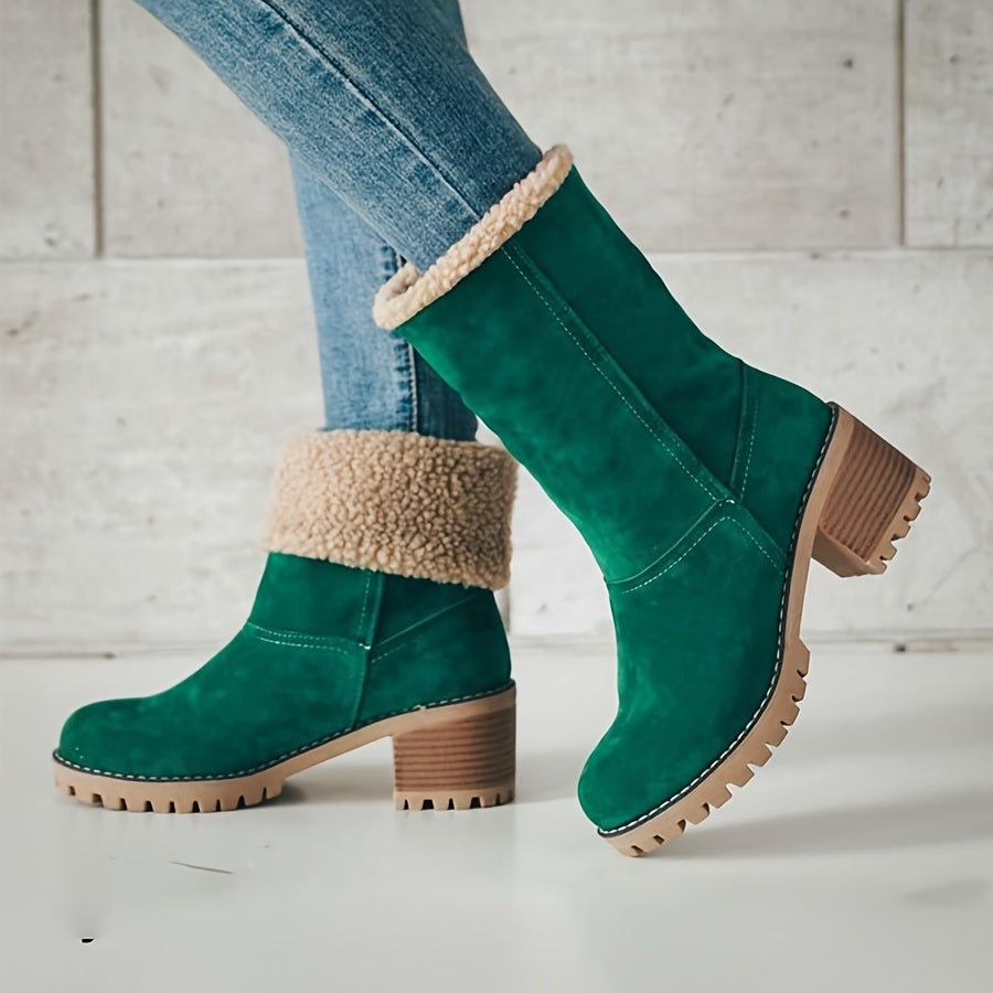 Women's Block-Heel Fleece-Lined Ankle Boots