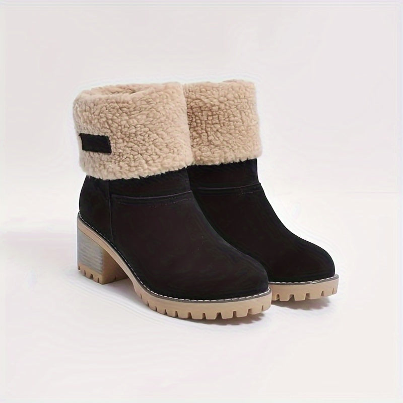 Women's Block-Heel Fleece-Lined Ankle Boots
