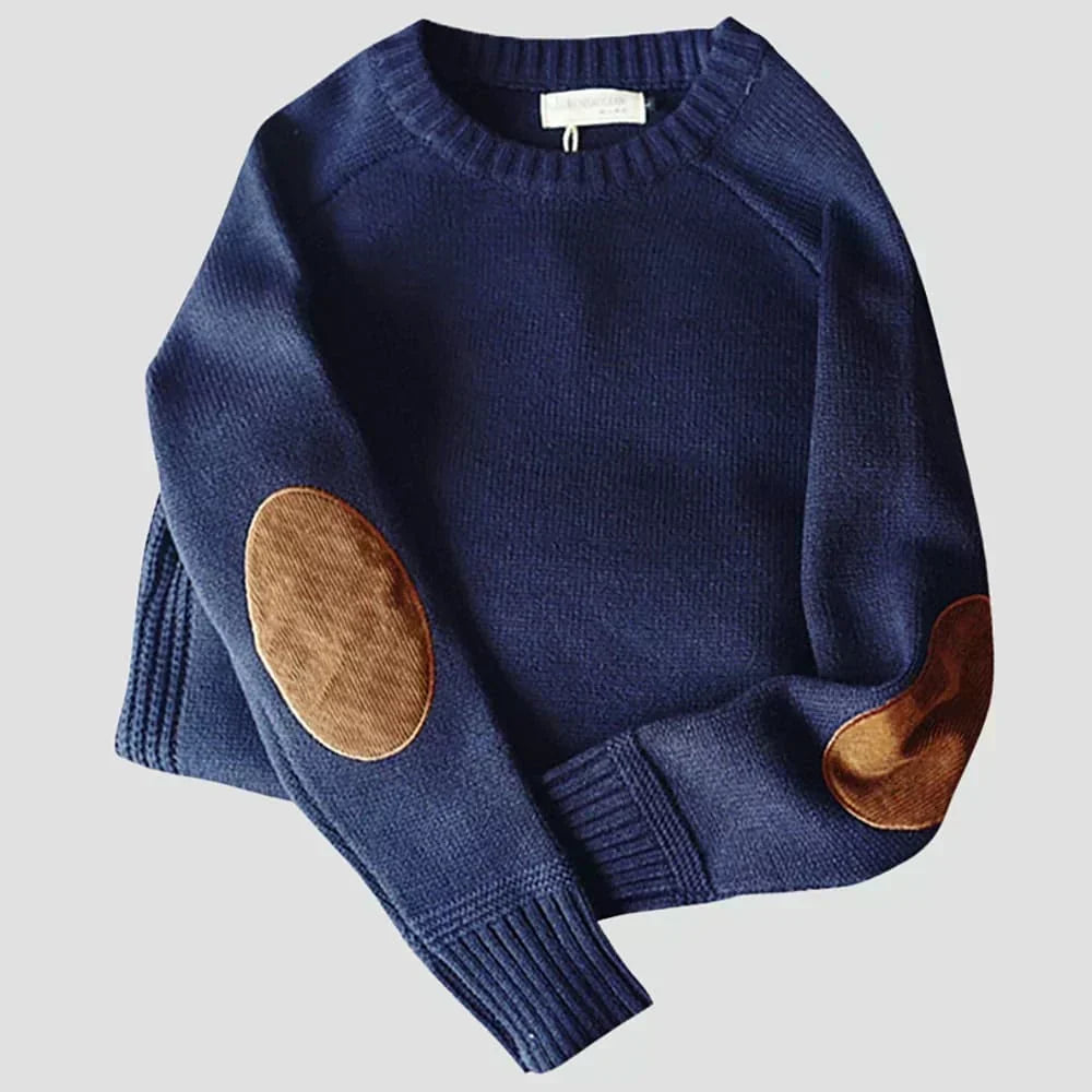 Men's Warm Elbow Patch Knit Pullover