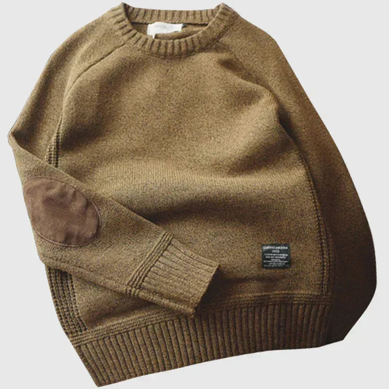 Men's Warm Elbow Patch Knit Pullover
