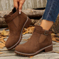 Women's Buckled Block-Heel Ankle Boots
