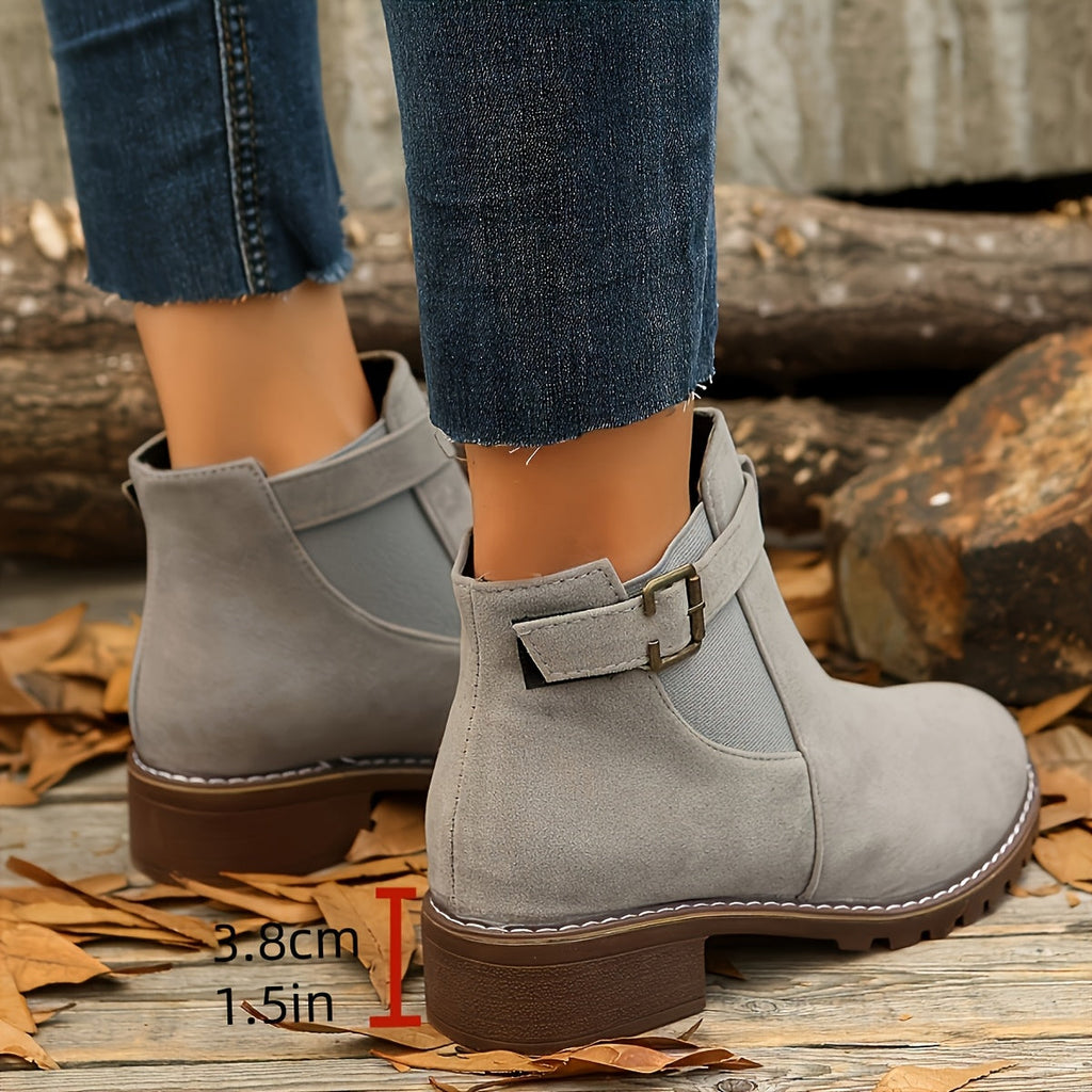 Women's Buckled Block-Heel Ankle Boots