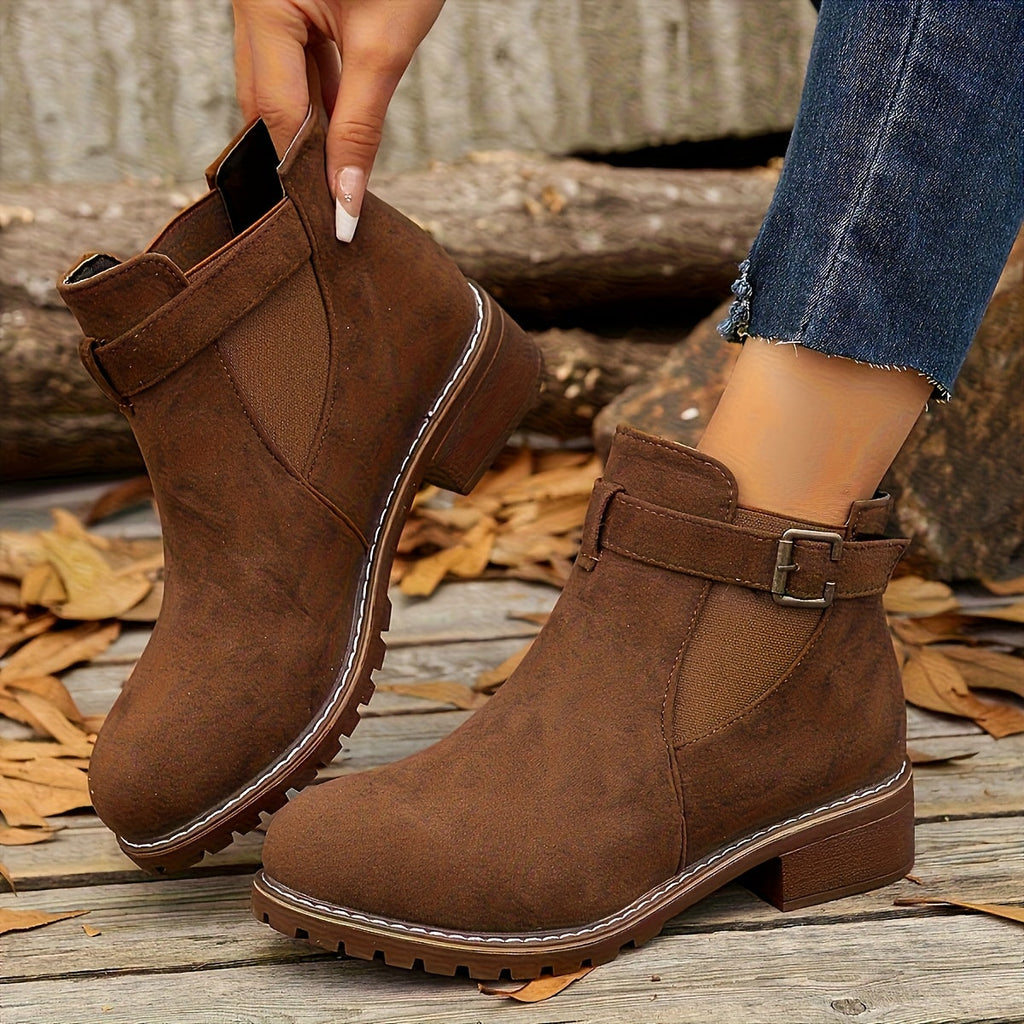 Women's Buckled Block-Heel Ankle Boots