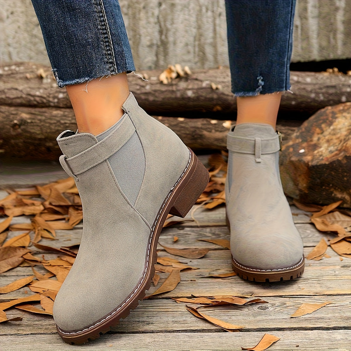 Women's Buckled Block-Heel Ankle Boots