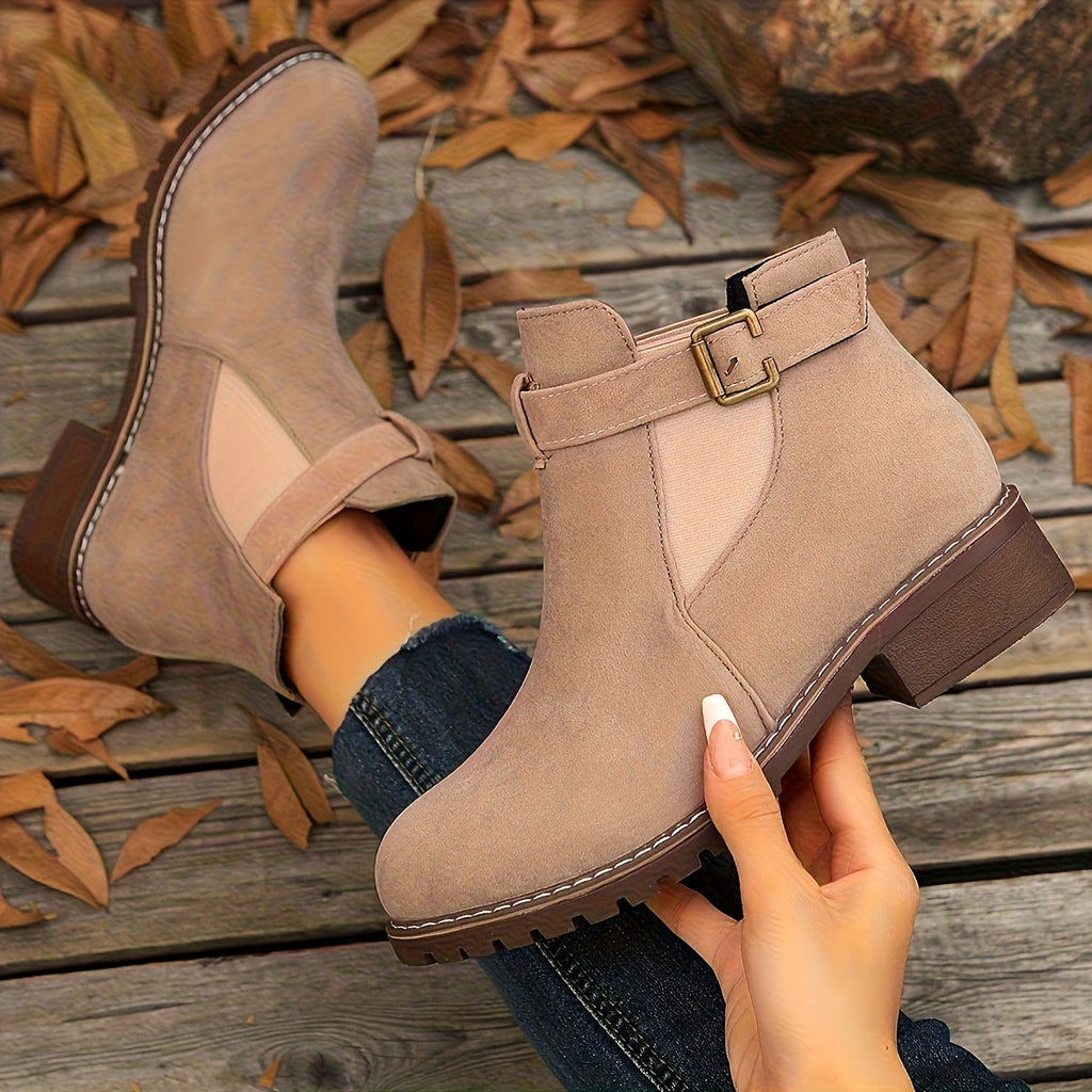 Women's Buckled Block-Heel Ankle Boots
