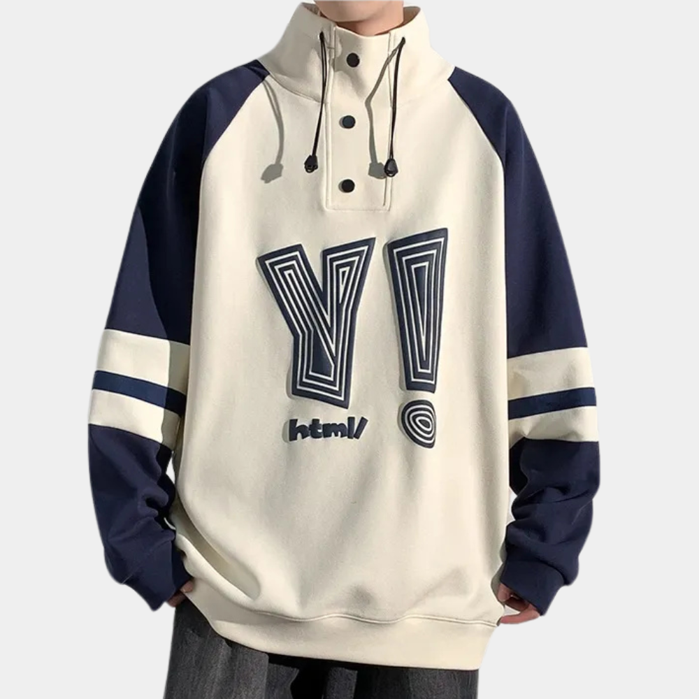 Men's Printed High-Collar Overhead Sweatshirt