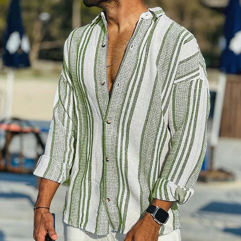 Men's Lightweight Vintage Stripe Summer Shirt