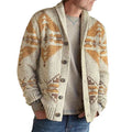 Men's Vintage Printed Shawl Collar Button-Through Cardigan
