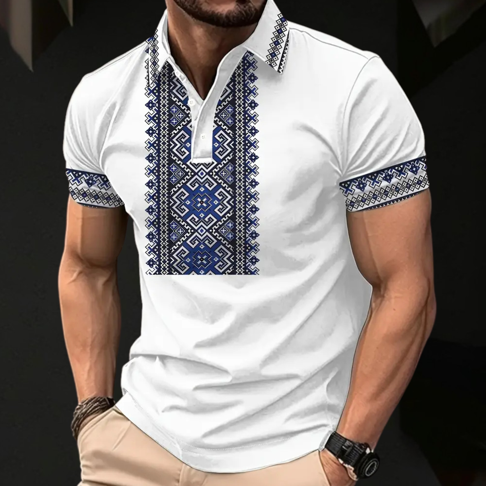 Men's Slim-Fit Embroidered Pattern Polo