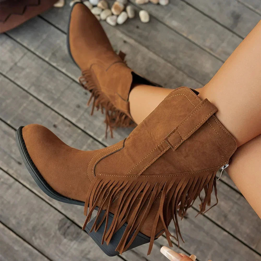 Women's Fringed Wide-Calf Cowboy Boots