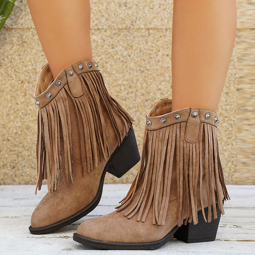 Women's Fringed Wide-Calf Cowboy Boots