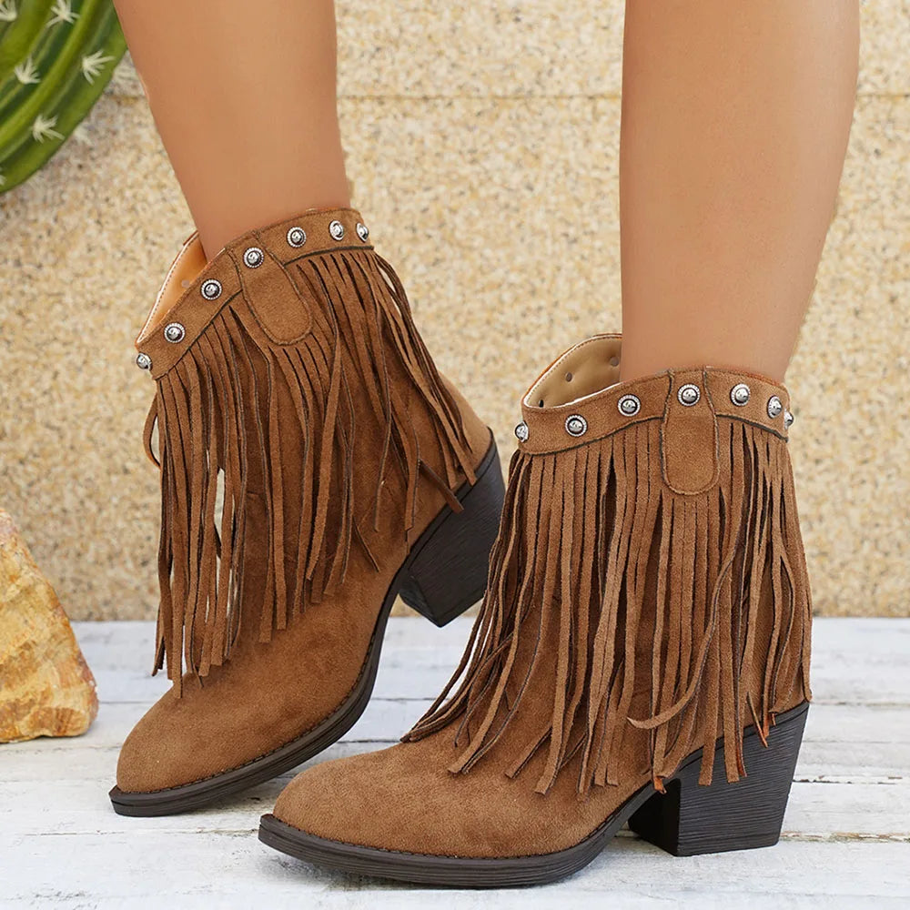 Women's Fringed Wide-Calf Cowboy Boots