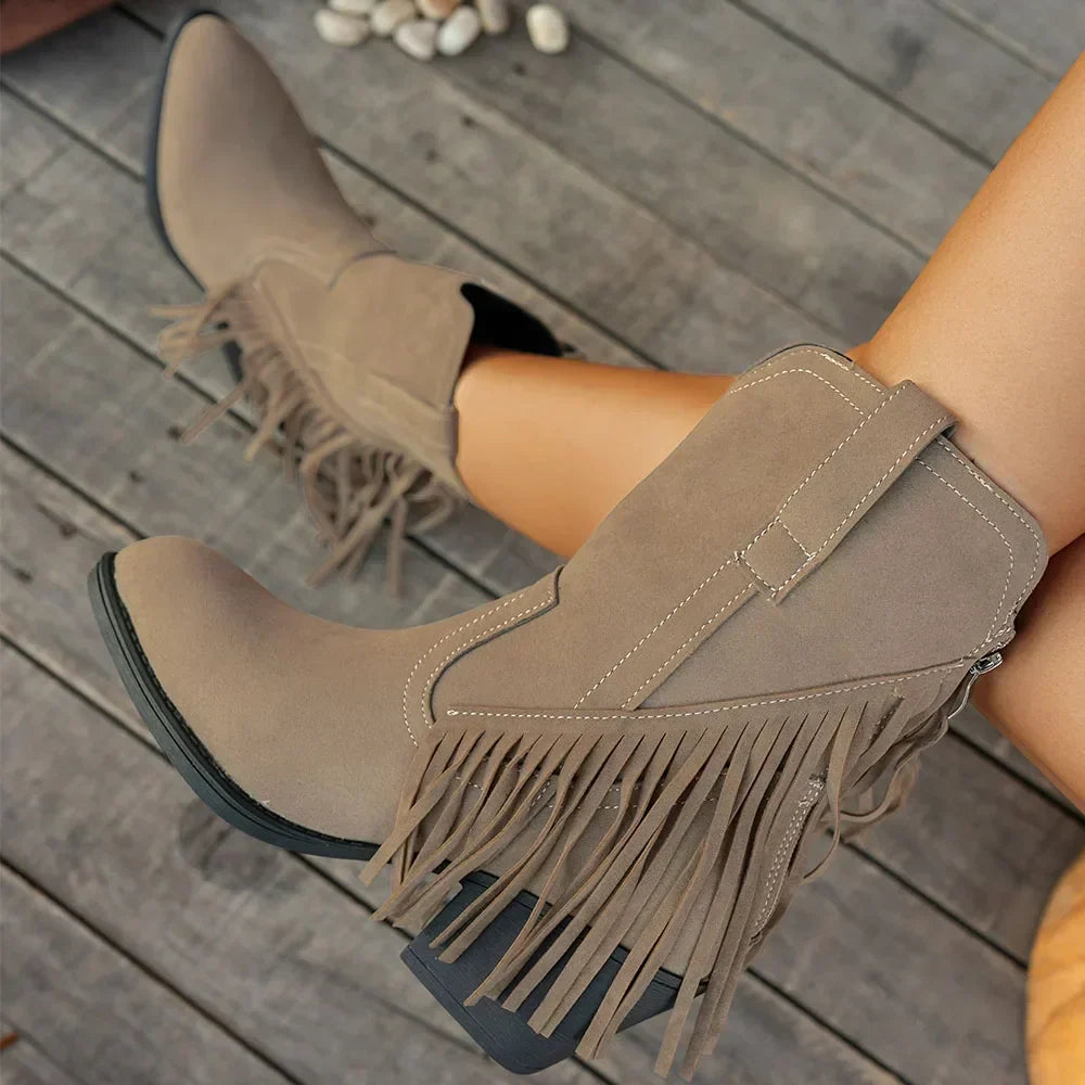 Women's Fringed Wide-Calf Cowboy Boots