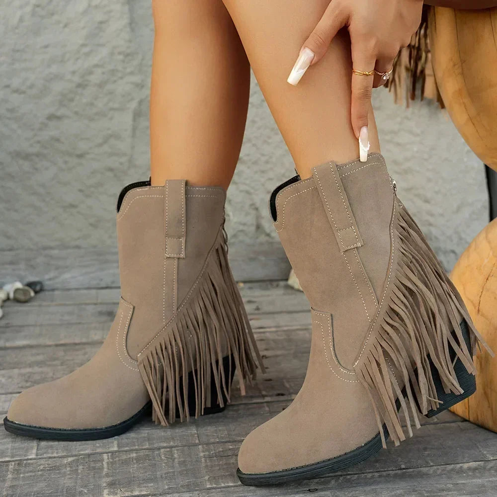 Women's Fringed Wide-Calf Cowboy Boots