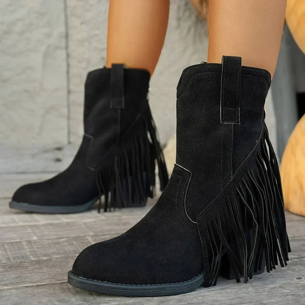 Women's Fringed Wide-Calf Cowboy Boots