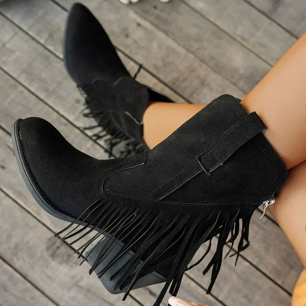 Women's Fringed Wide-Calf Cowboy Boots