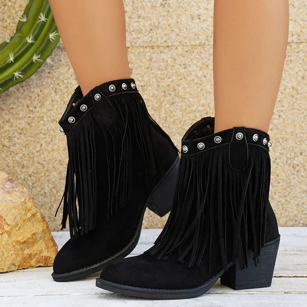 Women's Fringed Wide-Calf Cowboy Boots