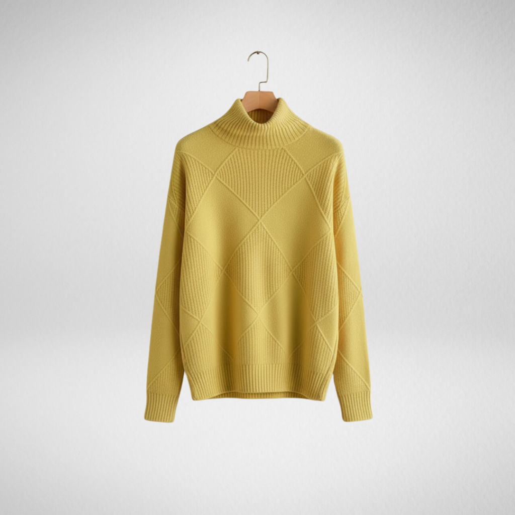 Women's Diamond-Stitch Polo Neck Pullover