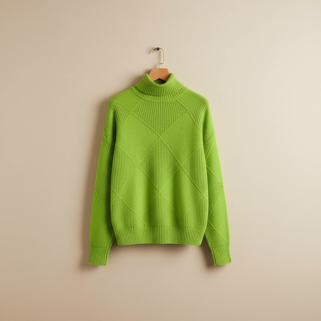 Women's Diamond-Stitch Polo Neck Pullover