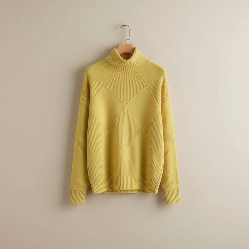 Women's Diamond-Stitch Polo Neck Pullover
