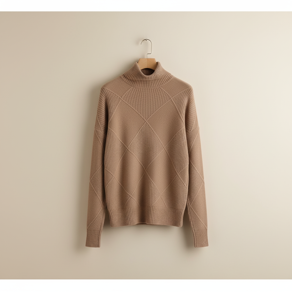 Women's Diamond-Stitch Polo Neck Pullover