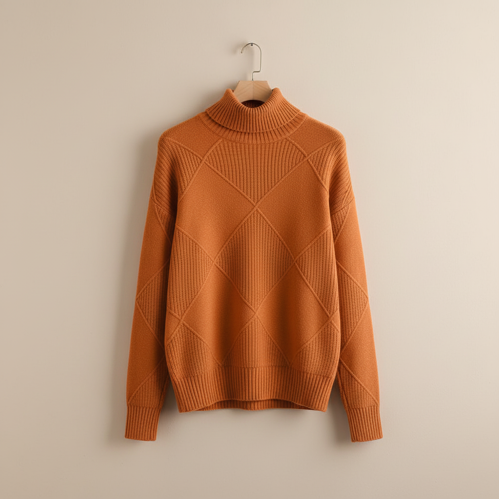 Women's Diamond-Stitch Polo Neck Pullover
