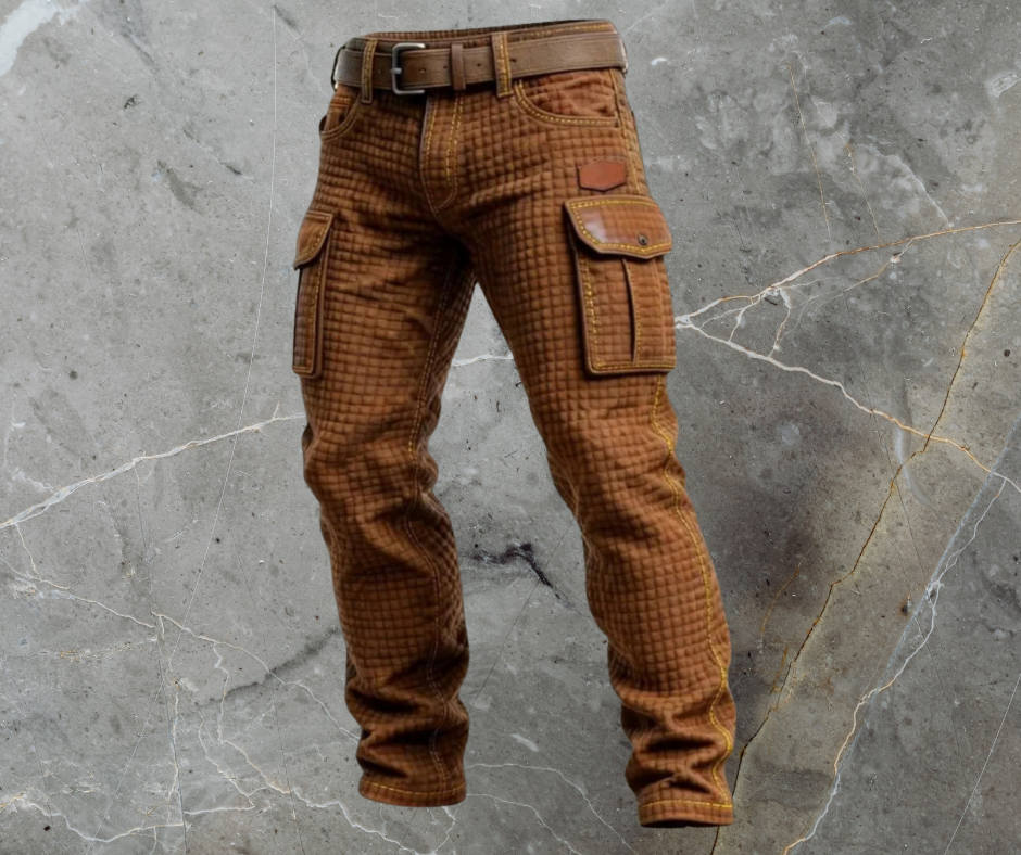 Men's Slim-Fit Textured Quilted Cargo Trousers