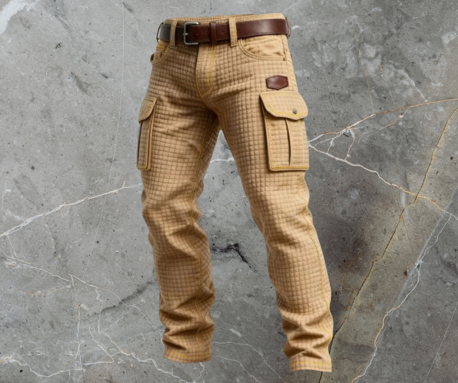 Men's Slim-Fit Textured Quilted Cargo Trousers